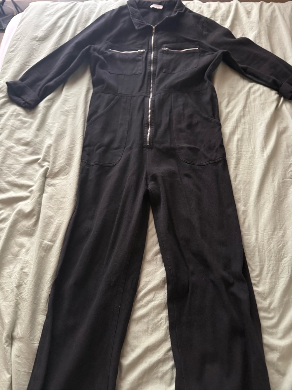 emory park Black Long-Sleeve Zip-Front Jumpsuit